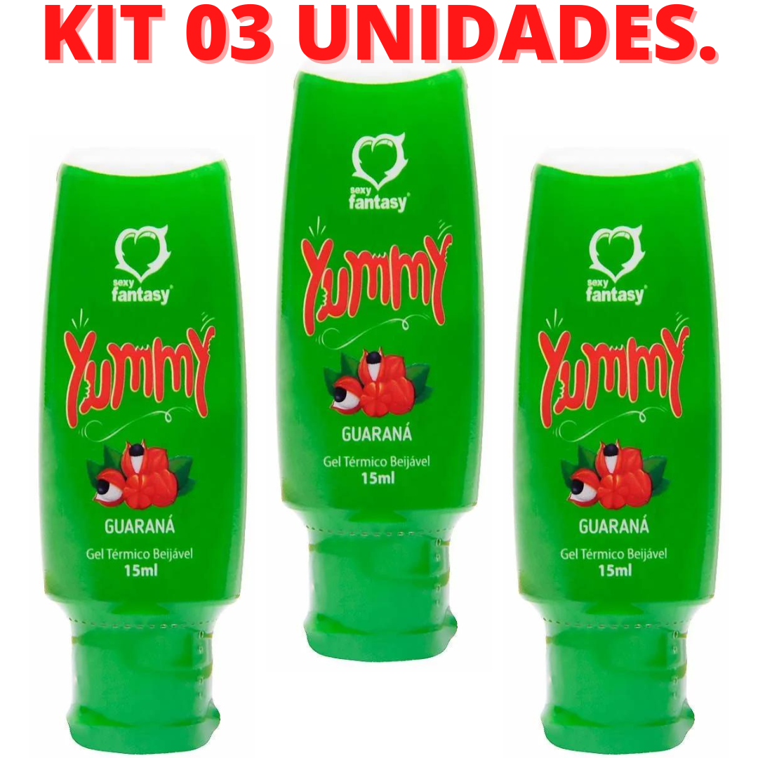 KIT 03 Yummy Gel Térmico Comestível Guaraná Sexy Fantasy Loja Pimenta