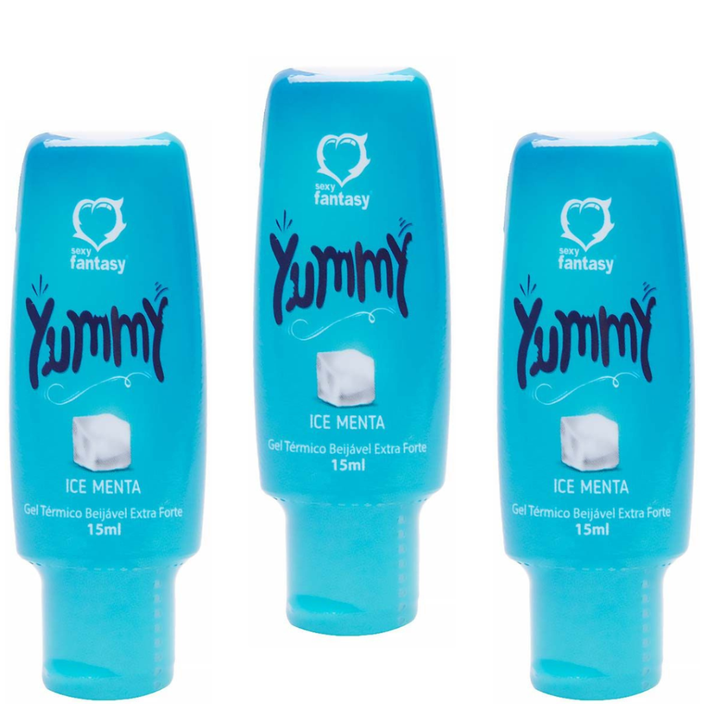 KIT 03 Yummy Gel Térmico Comestível Ice Menta Sexy Fantasy Loja Pimenta