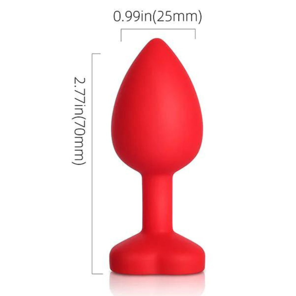 Plug Anal Silicone Aveludado Vermelho Joia Formato Cora O Loja Pimenta