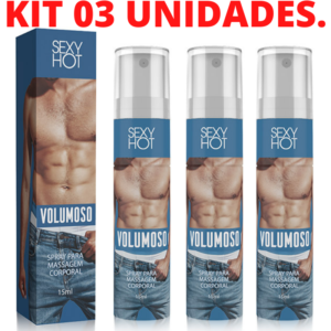 Kit 03 Volumoso Gel para Pênis - Spray Para Massagem Corporal