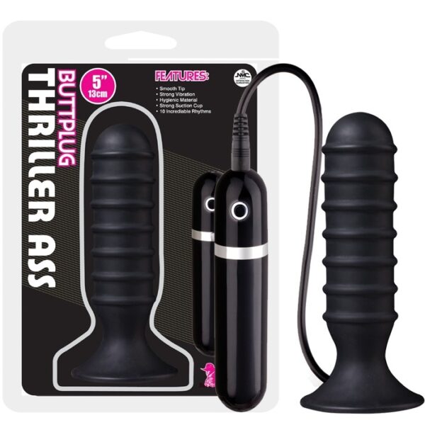 Plug anal 13cm com ventosa e 10 vibrações - THRILLER ASS BUTTPLUG - NANMA - Sexshop