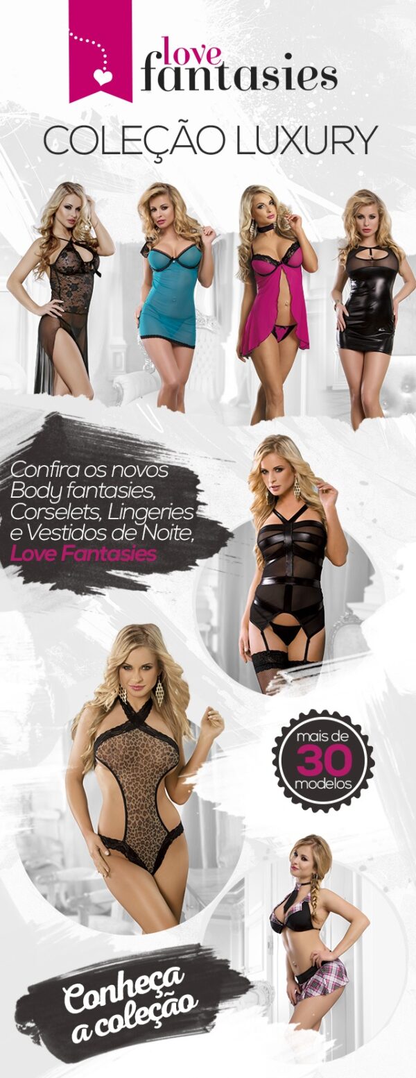 Conjunto Sutiã Rendado Preto e Rosa + Calcinha Fio dental + Meia Fina - Sex shop