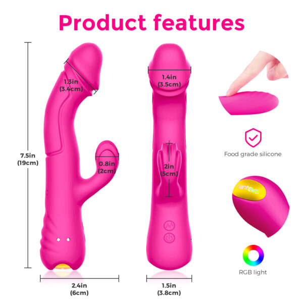 Vibrador Ponto G Formato Pênis com dupla estimulação Recarregável em Puro Silicone - Sexshop