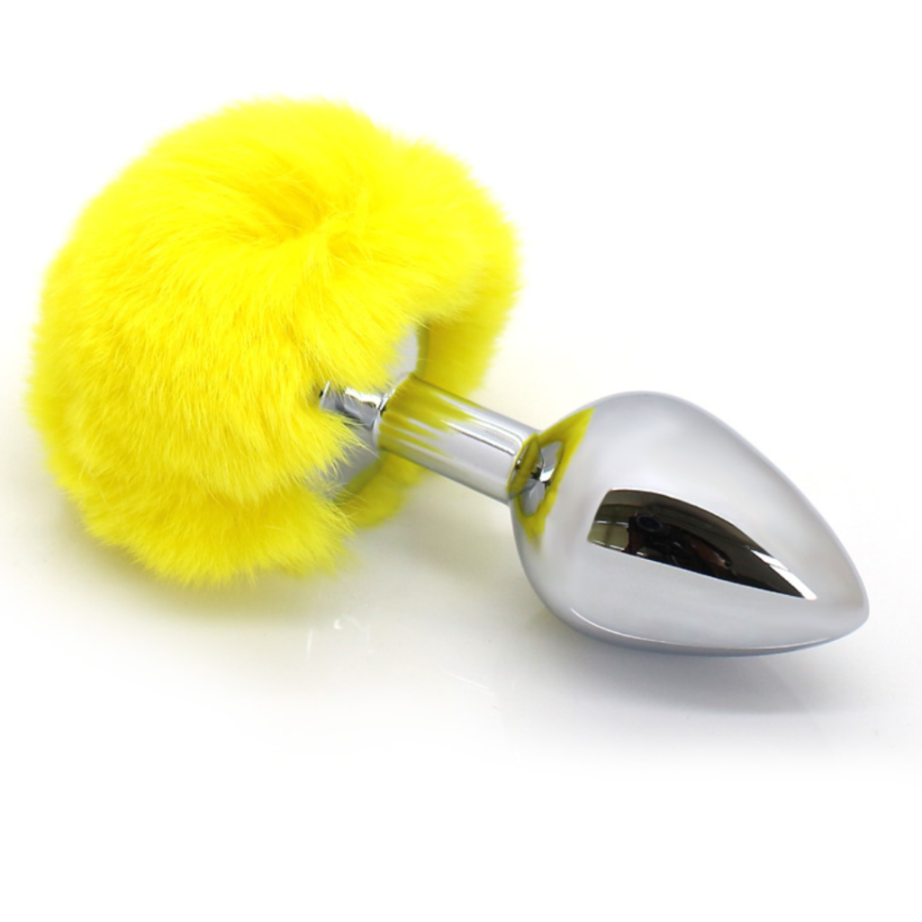 plug-anal-em-metal-liso-com-pompom-coelho-amarelo-6-2-8-cm-loja-pimenta