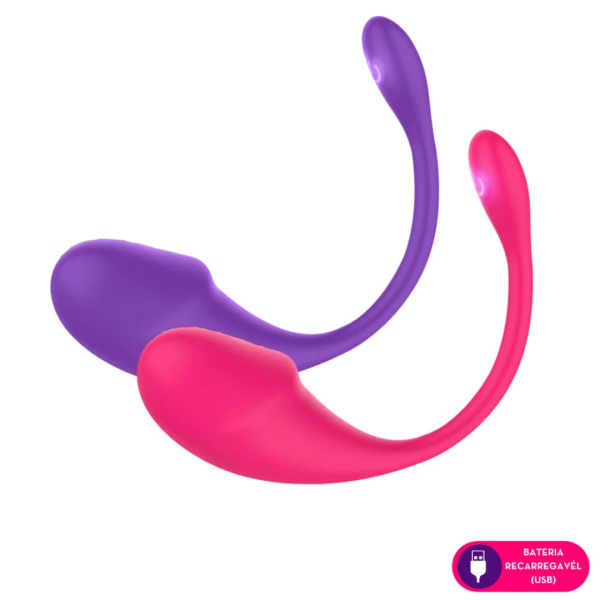 Vibrador de Casal Aveludado Formato de Glande por Aplicativo - Image 2