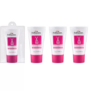 Kit 03 Excitante Feminino Excitation Rosa 25g HotFlowers - Sexshop