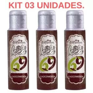 Kit 03 Gel Gelado Aromatizante Sabor Chocomenta 35ml HotFlowers - Sexshop