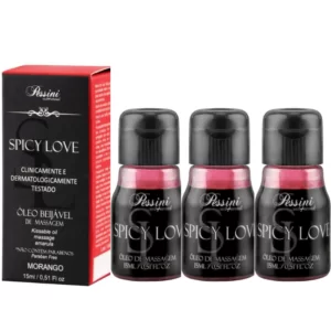 Kit 03 Gel Corporal de Morango Spicy Love Pessini 15ml - Sexshop